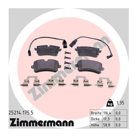 ZIMMERMANN 25214.175.5 Brzdové platničky Zadné pre