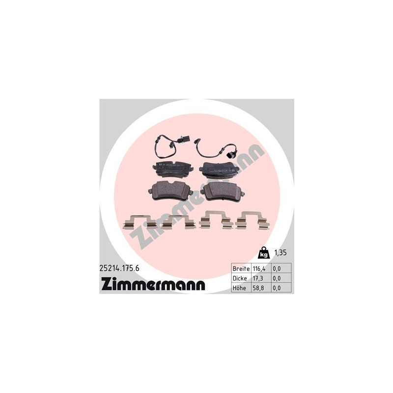 ZIMMERMANN 25214.175.6 Klocki hamulcowe Tył dla