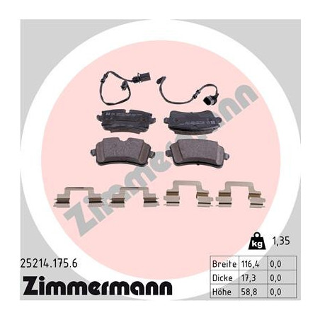ZIMMERMANN 25214.175.6 Klocki hamulcowe Tył dla