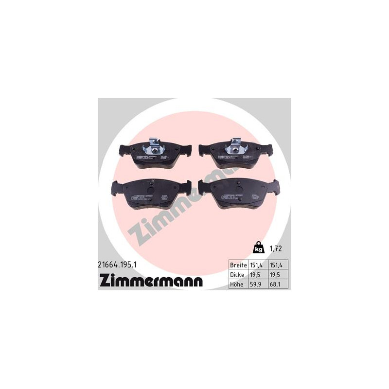 ZIMMERMANN 21664.195.1 Brake Pads