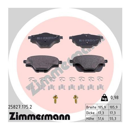 ZIMMERMANN 25827.175.2 Brake Pads Set Rear for