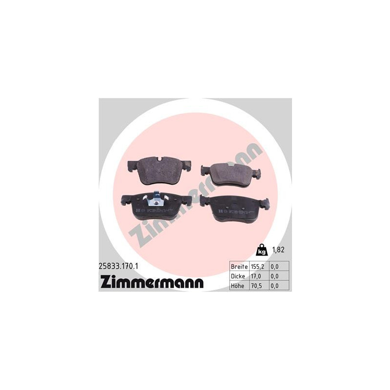 ZIMMERMANN 25833.170.1 Klocki hamulcowe Przód dla