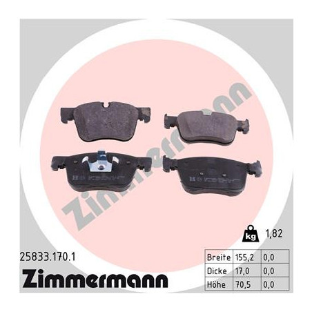 ZIMMERMANN 25833.170.1 Bremsbeläge Vorne für