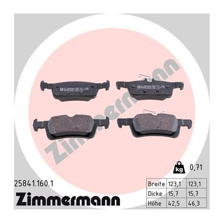 ZIMMERMANN 25841.160.1 Klocki hamulcowe Tył dla