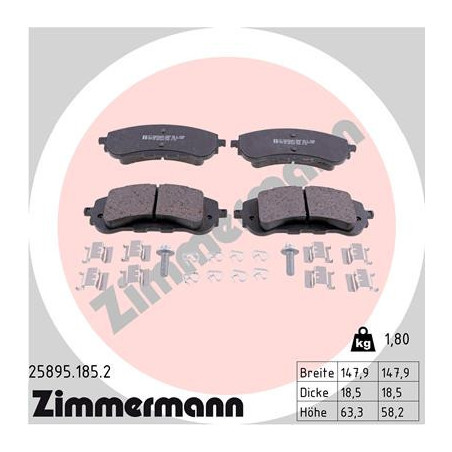 ZIMMERMANN 25895.185.2 Brzdové destičky Přední pro