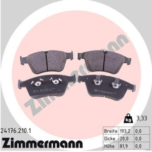 ZIMMERMANN 24176.210.1 Brzdové platničky Predné pre