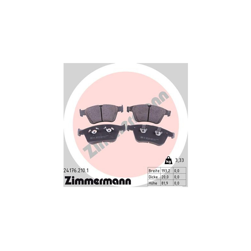 ZIMMERMANN 24176.210.1 Brzdové platničky Predné pre