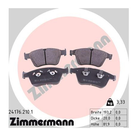 ZIMMERMANN 24176.210.1 Klocki hamulcowe Przód dla