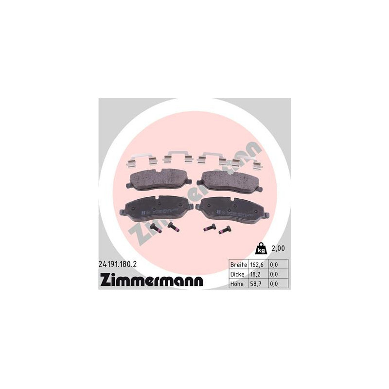 ZIMMERMANN 24191.180.2 Klocki hamulcowe Przód dla