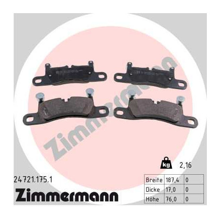 ZIMMERMANN 24721.175.1 Pastillas de freno Trasero para