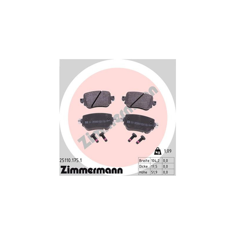 ZIMMERMANN 25110.175.1 Klocki hamulcowe Tył dla