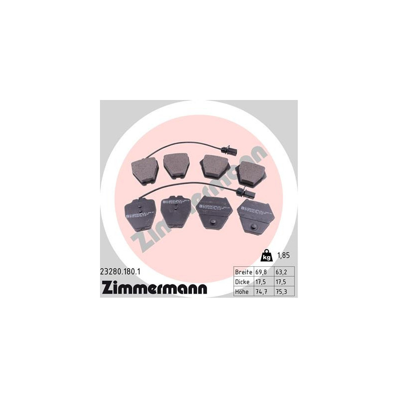 ZIMMERMANN 23280.180.1 Pastiglie freno