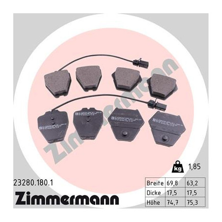 ZIMMERMANN 23280.180.1 Brzdové destičky