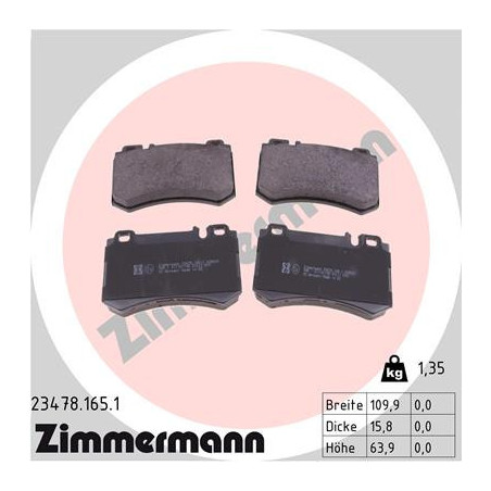 ZIMMERMANN 23478.165.1 Klocki hamulcowe Tył dla