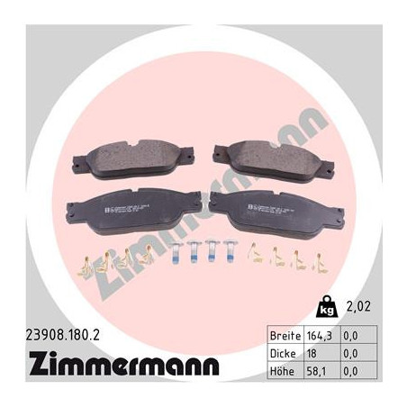 ZIMMERMANN 23908.180.2 Brzdové destičky Přední pro
