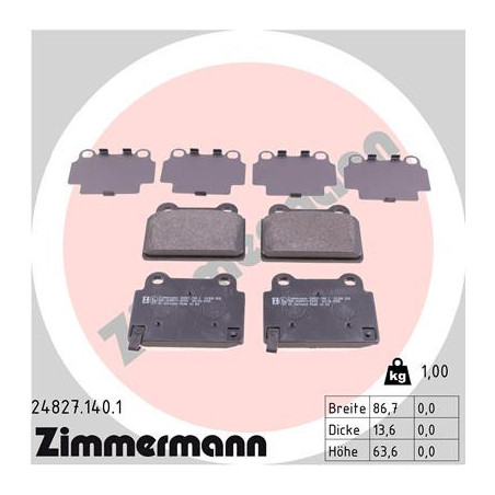ZIMMERMANN 24827.140.1 Bremsbeläge Hinten für