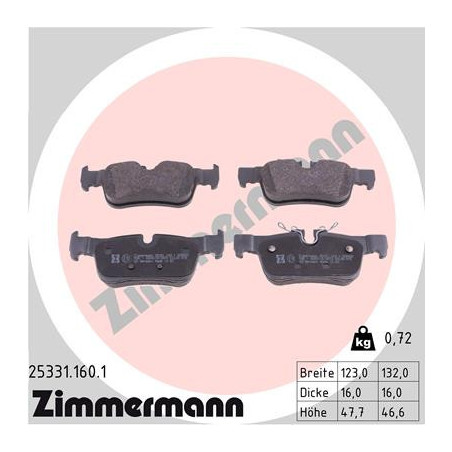 ZIMMERMANN 25331.160.1 Brake Pads Set Rear for