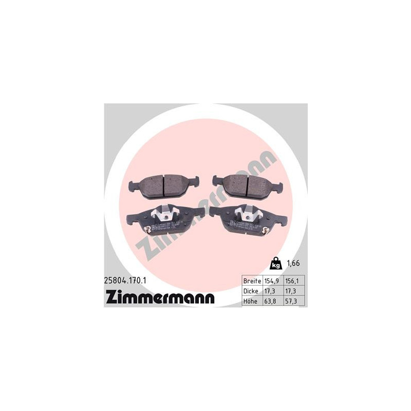 ZIMMERMANN 25804.170.1 Pastillas de freno Delantero para