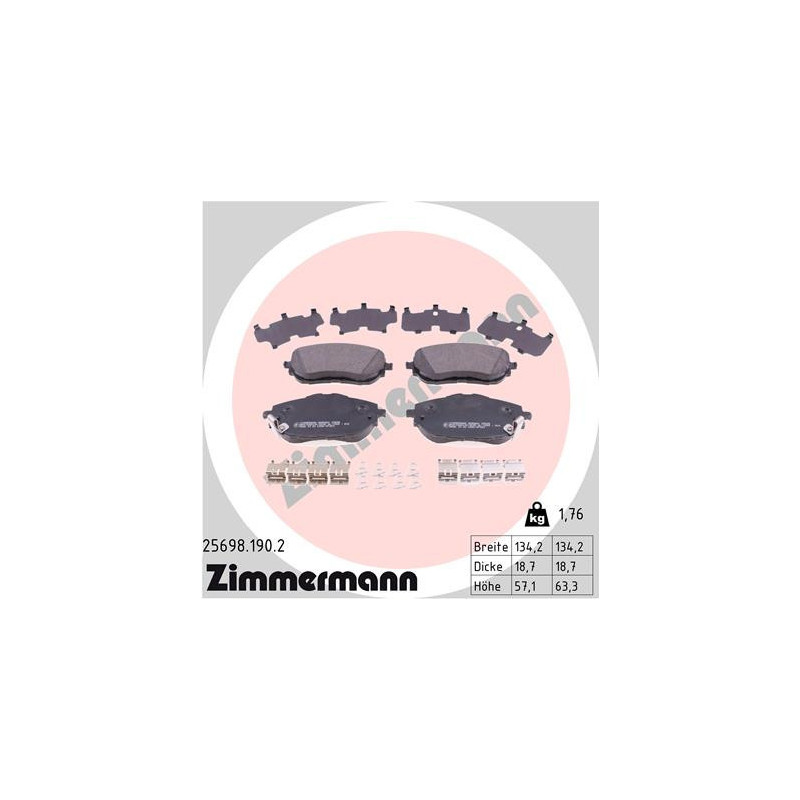 ZIMMERMANN 25698.190.2 Brzdové platničky Predné pre