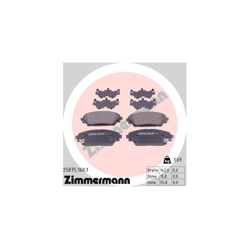 ZIMMERMANN 25875.160.1 Klocki hamulcowe Przód dla
