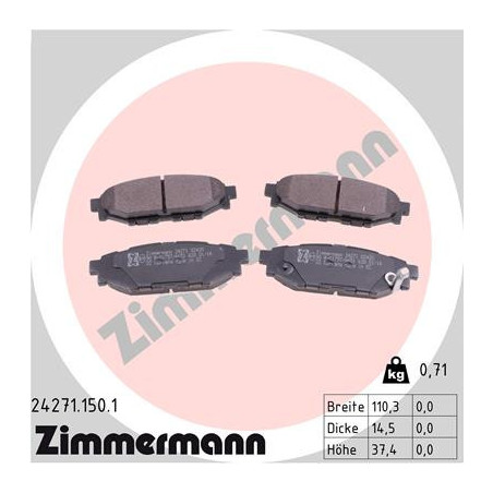 ZIMMERMANN 24271.150.1 Bremsbeläge Hinten für