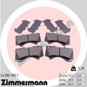 ZIMMERMANN 24386.180.1 Brzdové platničky Predné pre
