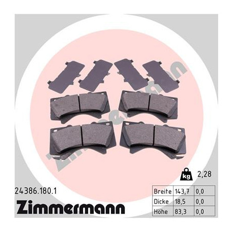 ZIMMERMANN 24386.180.1 Brzdové destičky Přední pro
