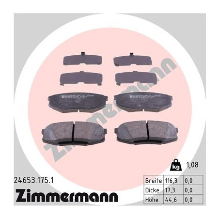 ZIMMERMANN 24653.175.1 Brzdové destičky Zadní pro