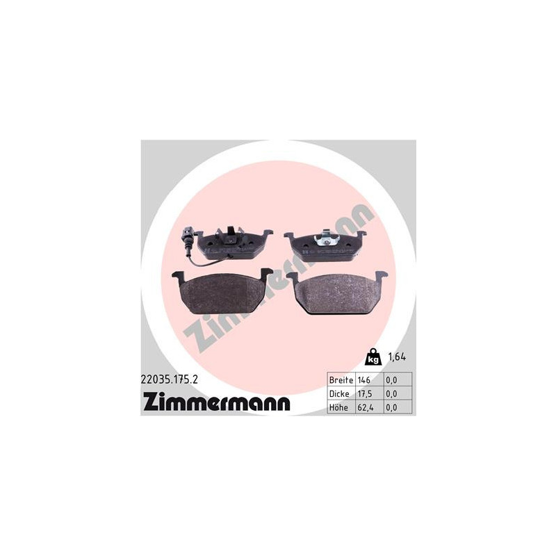 ZIMMERMANN 22035.175.2 Brzdové platničky Predné pre
