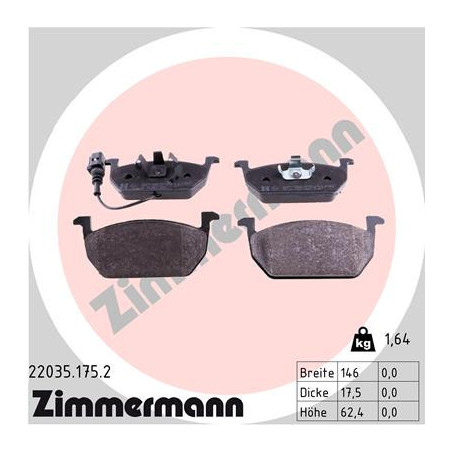 ZIMMERMANN 22035.175.2 Klocki hamulcowe Przód dla