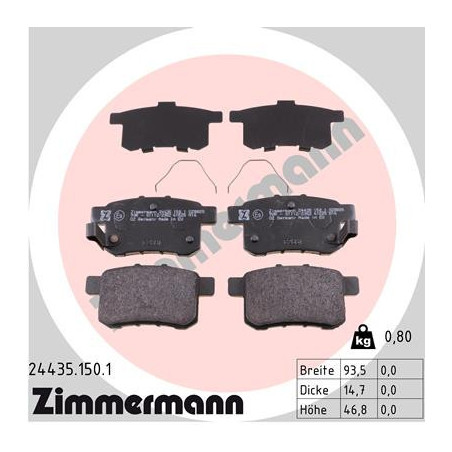 ZIMMERMANN 24435.150.1 Brzdové destičky Zadní pro