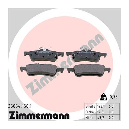 ZIMMERMANN 25054.150.1 Brake Pads Set Rear for