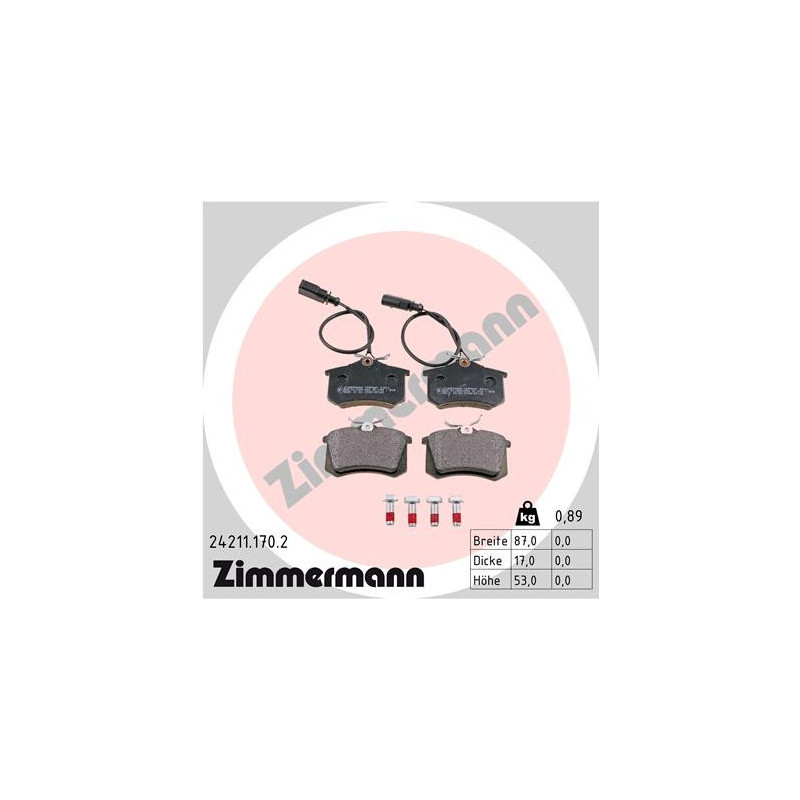 ZIMMERMANN 24211.170.2 Brzdové platničky Zadné pre