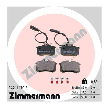 ZIMMERMANN 24211.170.2 Brzdové platničky Zadné pre
