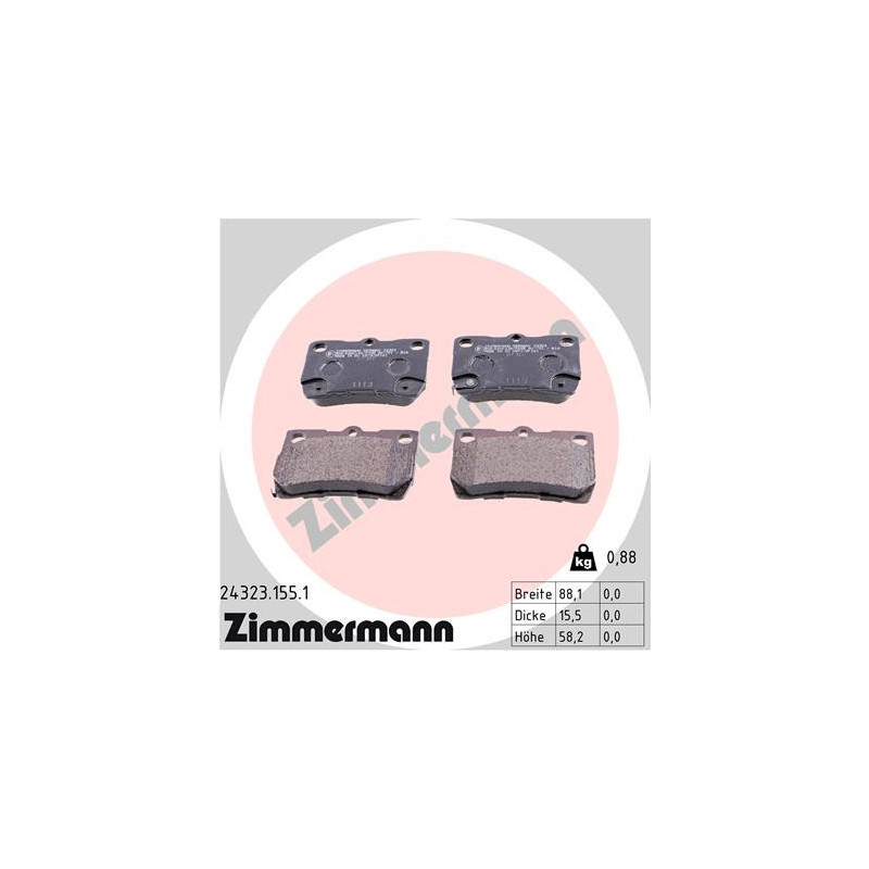 ZIMMERMANN 24323.155.1 Pastiglie freno Posteriore per