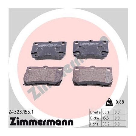 ZIMMERMANN 24323.155.1 Pastillas de freno Trasero para