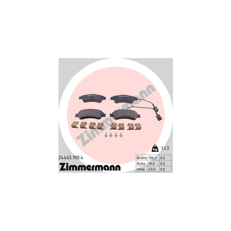 ZIMMERMANN 24465.190.4 Brake Pads Set Rear for