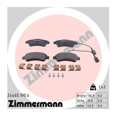 ZIMMERMANN 24465.190.4 Brzdové destičky Zadní pro