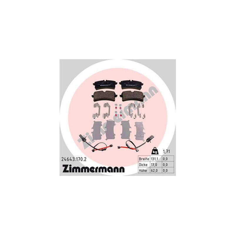 ZIMMERMANN 24643.170.2 Plaquettes de frein Arrière pour