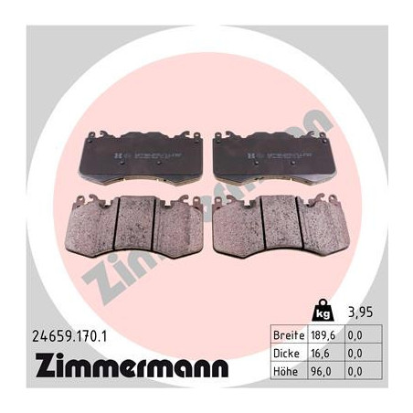 ZIMMERMANN 24659.170.1 Brzdové platničky Predné pre