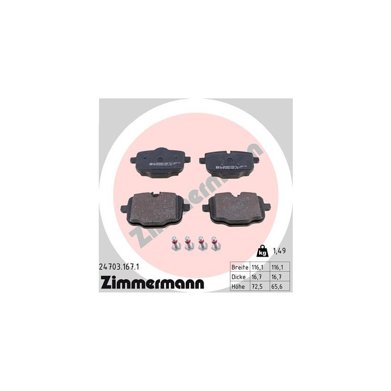 ZIMMERMANN 24703.167.1 Brzdové platničky Zadné pre