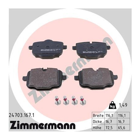 ZIMMERMANN 24703.167.1 Bremsbeläge Hinten für