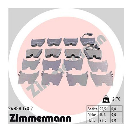ZIMMERMANN 24888.170.2 Plaquettes de frein Avant pour