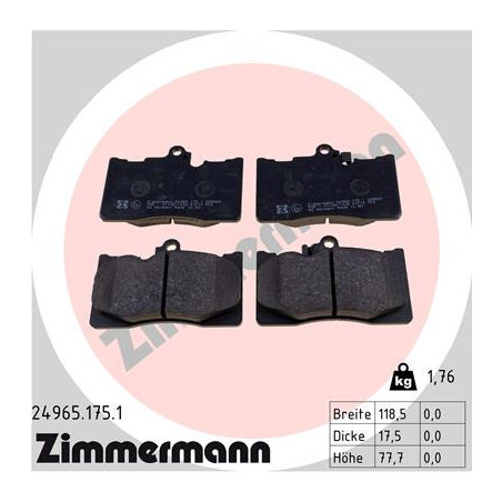 ZIMMERMANN 24965.175.1 Brake Pads Set Front for
