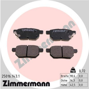 ZIMMERMANN 25016.143.1 Pastiglie freno Posteriore per