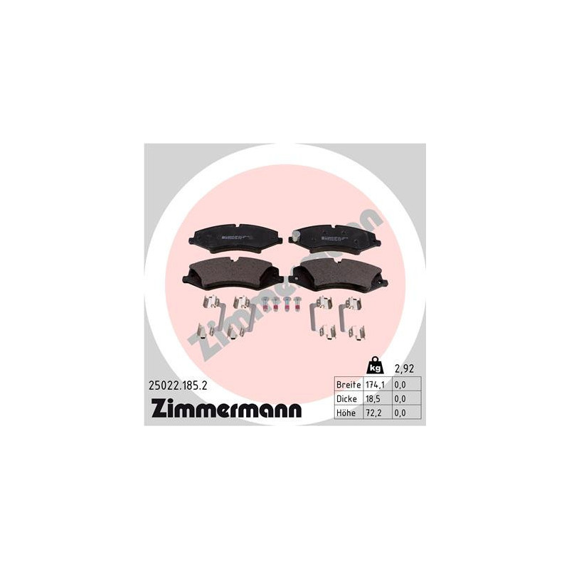 ZIMMERMANN 25022.185.2 Bremsbeläge Vorne für