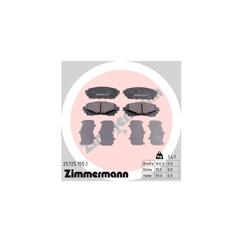 ZIMMERMANN 25725.155.1 Pastiglie freno Anteriore per