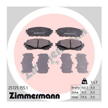 ZIMMERMANN 25725.155.1 Klocki hamulcowe Przód dla