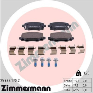 ZIMMERMANN 25733.170.2 Pastillas de freno Trasero para
