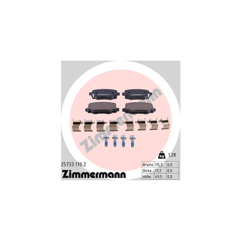 ZIMMERMANN 25733.170.2 Klocki hamulcowe Tył dla